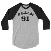 Psalm 91 grey 3/4 black sleeve baseball shirt 
