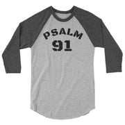 Psalm 91 grey 3/4 dark grey sleeve baseball shirt