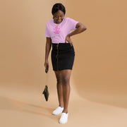 I am a Proverbs 31 women on lilac colored women's Christian T-shirt with female wearing black skirt