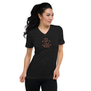 I am a proverbs 31 woman black women's Christian V-neck T-shirt with pink lettering