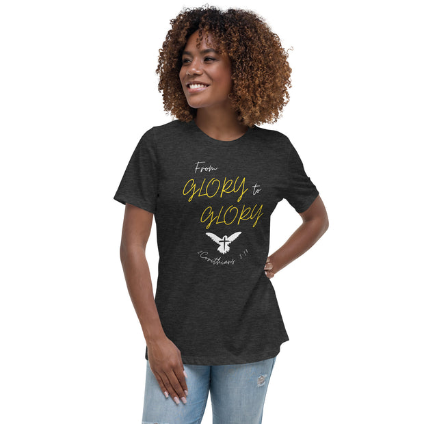 Glory to glory dark heather grey women's Christian t-shirt