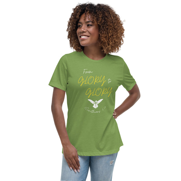 Glory to glory leaf color women's Christian t-shirt