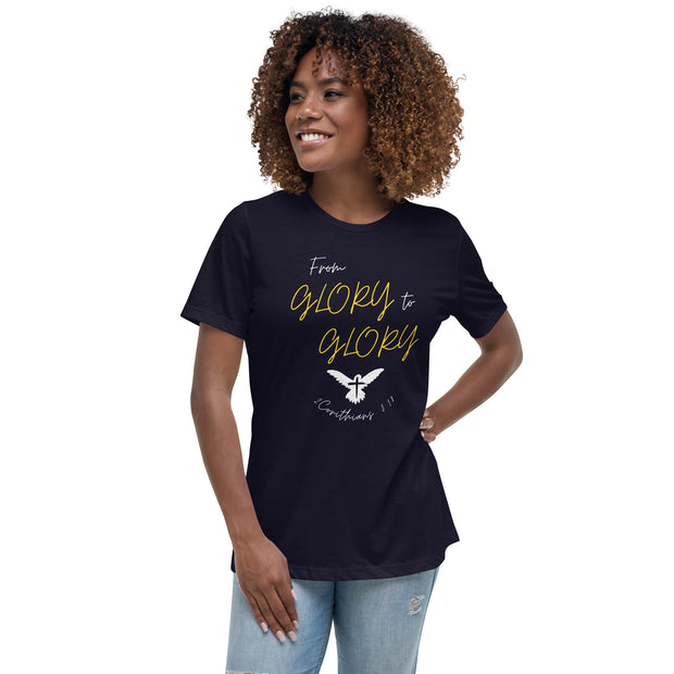 Glory to glory navy women's Christian t-shirt